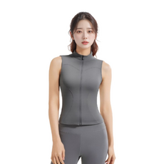 Marketpia 女性瑜珈皮拉提斯修身拉鍊無袖背心
