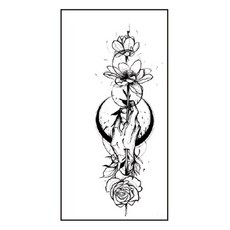 gelluna 黑色花朵身體重點裝飾自助紋身刺青貼紙, 1個, T-47