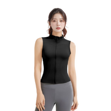 Marketpia 女性用瑜珈皮拉提斯修身拉鍊無袖上衣