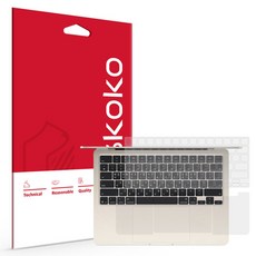 스코코 맥북에어 13 M4 슬림 TPU 키스킨 + 팜레스트 필름 세트, 투명, 1세트