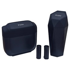 저스틴앤클로이 차량용 휴지통 컵홀더 타입 + 봉투 내장형 타입 + 쓰레기봉투 2p 세트, 블랙, 1세트