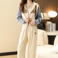 시크힐즈 여성용 컬링 레터링 캐주얼 트레이닝 상하의 세트 00691