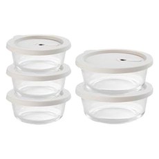 코렐코디네이츠 원형 실리콘 유리밀폐용기, 1세트, 원형 400ml x 3p + 640ml x 2p