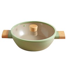 Chef Y.IN 電磁爐 IH 普羅旺斯塗層火鍋雙耳鍋, 24cm, 1個, 單品, 綠色 + 米色