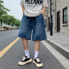 마켓에이 남성용 밴딩 카펜터 데님 반바지