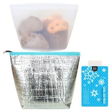 保鮮矽膠便當密封袋 + 保冷袋 + 冷熱敷袋組合, 1套, 白色(密封袋)