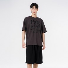 모즈모즈 고스트드로잉 반팔 + 더블코튼 와이드 원턱 반바지 세트