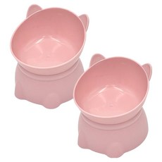doongdoongpet 寵物傾斜型增高食碗, 2個, 粉紅色