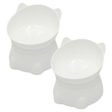 doongdoongpet 寵物傾斜型增高食碗, 2個, 白色
