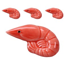 蝦子陶瓷筷架, 紅色, 4個