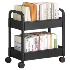 Levenraum 善用空間移動式纖薄書架風格手推車 37 x 22 x 43.5 cm, 黑色, 2層