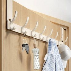 Happy Withus 免鑽孔門上掛勾門用衣架 18cm 16勾, 1個, 象牙白