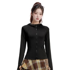 Marketpia 女款瑜珈皮拉提斯健身修身長袖連帽拉鍊外套