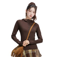 Marketpia 女款瑜珈皮拉提斯健身修身長袖連帽拉鍊外套