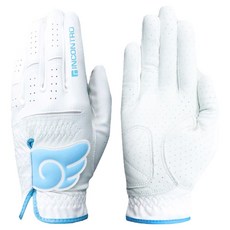 INCONTRO 女款Angel Wing Skin Fit半羊皮高爾夫手套 雙手用, 1組, 天藍色