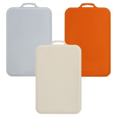 SCELLER Petit 韓國製造 抗菌不易留刀痕砧板, 1套, 灰色 + 奶油象牙白 + 熱情橙