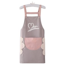 Kerico 女款撞色圍裙 升級吊帶款, 紫色 + 白色