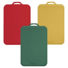 SCELLER Petit 韓國製造 抗菌不易留刀痕砧板, 1套, 緋紅色 + 城堡綠 + 沙芥末黃