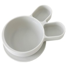 Sillyunity 矽膠吸盤兔子嬰兒碗, 灰色, 1個