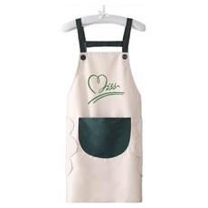 Kerico 女款撞色圍裙 升級吊帶款, 白色 + 綠色