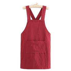 Kerico 素色美術用交叉吊帶圍裙, 紅色