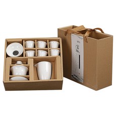 ohubancha 入門用茶道組, 1套, 白色, 茶杯 6p + 蓋碗 + 公道杯 + 過濾網