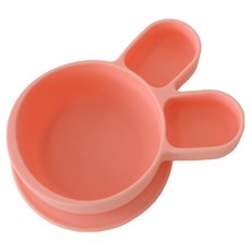 Sillyunity 矽膠吸盤兔子嬰兒碗, 粉紅色, 1個