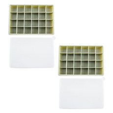 NAHOME 矽膠製冰盒 24格 + 附蓋組合, 綠色, 2套