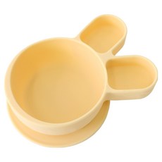 Sillyunity 矽膠吸盤兔子嬰兒碗, 黃色, 1個