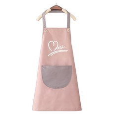 Kerico 女款配色綁帶式圍裙, 粉紅色 + 白色
