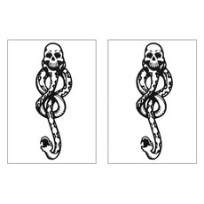 gelluna 獨特龐克骷髏蛇手臂大腿情侶紋身貼紙 T-92, 2個, 黑色