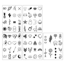 gelluna 半永久迷你亮點紋身貼紙 5張 T-32, 1套, B type