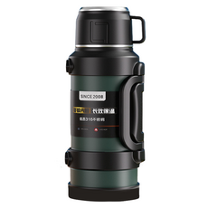 316保溫壺 大容量保溫瓶 不鏽鋼內膽長效保溫保冷, 軍綠色, 1個, 1.7L