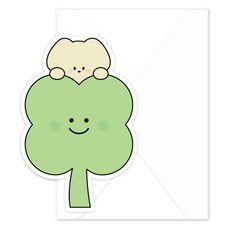 Dona與朋友們 Tommy與Mamong 四葉草造型卡片 3入 + 信封 3入 組, 四葉草Mamong, 1套