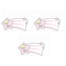 Dona與朋友們 流星造型明信片 3入 + 信封 3入 組, 粉紅瑪夢, 1套