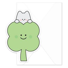 Dona與朋友們 Tommy與Mamong 四葉草造型卡片 3入 + 信封 3入 組, 四葉草Tommy, 1套