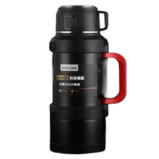 316保溫壺 大容量保溫瓶 不鏽鋼 長效保溫保冷 附提手, 耀石黑, 1個, 1.7L