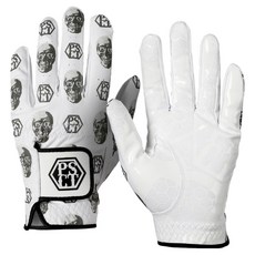 PERSIANCAT 男士骷髏防滑高爾夫手套 左手用 P4FWGL01, 白色, 1個