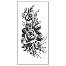 gelluna 黑色花朵身體重點裝飾自助紋身刺青貼紙, 1個, T-44