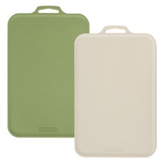 SCELLER Petit 韓國製造 抗菌不易留刀痕砧板, 1套, 奶油象牙白, 橄欖綠