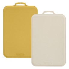 SCELLER Petit 韓國製造 抗菌不易留刀痕砧板, 1套, 沙芥末黃, 奶油象牙白