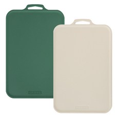 SCELLER Petit 韓國製造 抗菌不易留刀痕砧板, 1套, 卡斯爾頓綠, 奶油象牙白