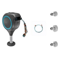 GARDENA 嘉丁 立式露台自動水管捲盤 15m + 優質舒適噴嘴套裝 18605-304, 1套, 混色