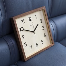Seoun Art 大方形靜音實木掛鐘 350, 棕色