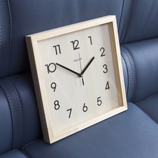Seoun Art 大型方形靜音實木掛鐘 350, 自然色