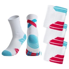 腳踝分區貼合結構夏季運動襪 3組, 1套, 天藍色紅色