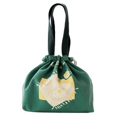 SUnORO 日式和風便當袋/手繪便當袋/束口手提餐袋/午餐袋, 綠色, 1個