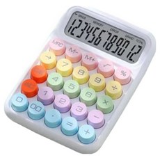 틱틱붐 레트로 파스텔 컬러 기계식 계산기, 레인보우 화이트, 1개