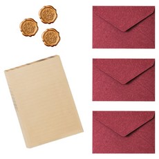 Inp 高級信紙 10p + 信封 3p + 封口貼紙 3p 套組, 1套, 酒紅色(信封)