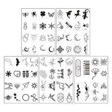 gelluna 半永久可愛迷你DIY身體紋身刺青貼紙5入組, T-91, 1套